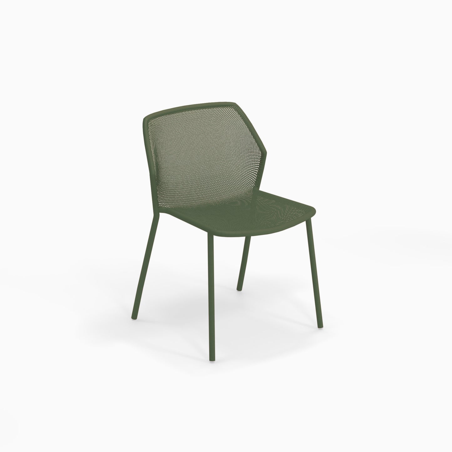 Emu Darwin E521 outdoor chair in military green with e-coated tubular steel frame and breathable mesh seat, built for durability and style.