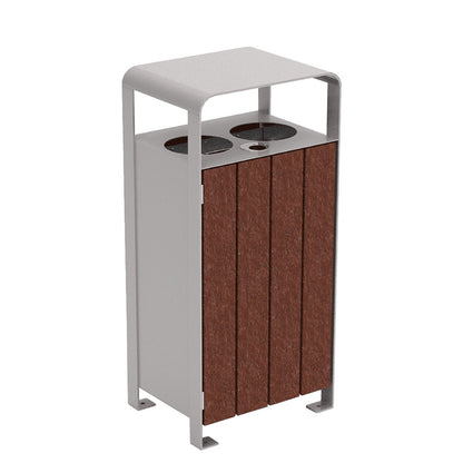 emu ecosens u662 outdoor litter bin dual 20 gallon locking bolt down design recycled poly panels steel frame silver finish made in spain