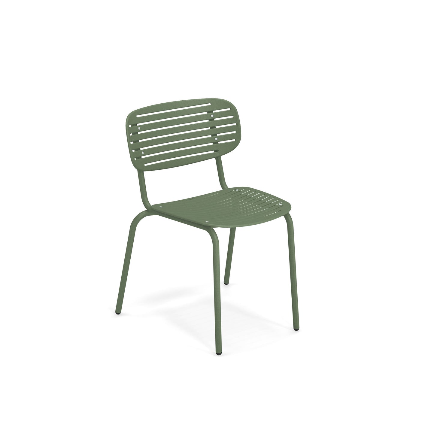 Emu Mom #639 military green powder-coated steel chair, sturdy and weather-resistant for commercial outdoor use.