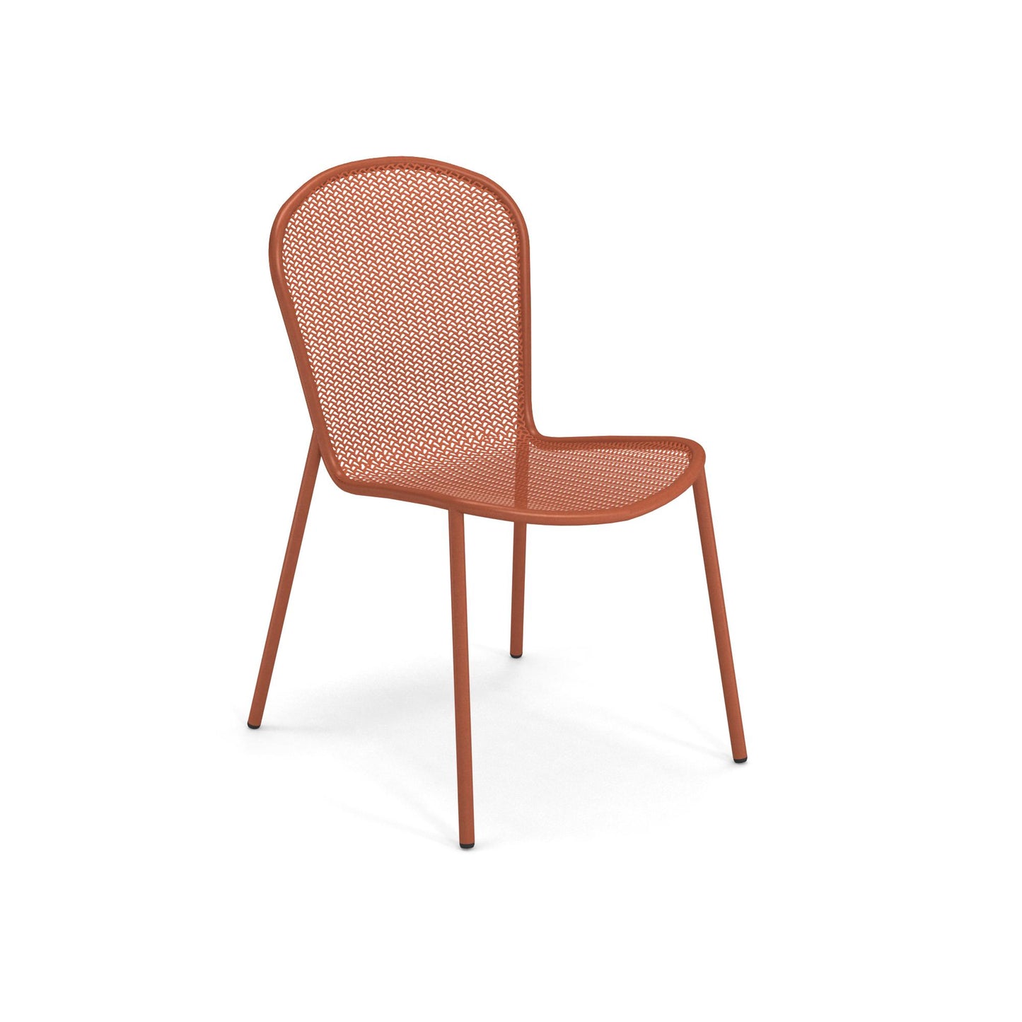 Emu Ronda 2.0 E457 stacking chair in maple red finish featuring durable steel mesh construction and lightweight Italian design.