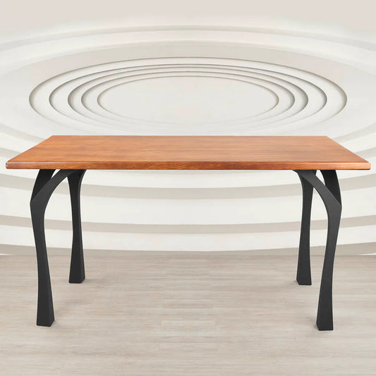 Ferry Steel Table Legs showing tree-branch-inspired steel structure, handcrafted design, matte black powder-coated finish, and 28-inch dining height for bars and restaurants.