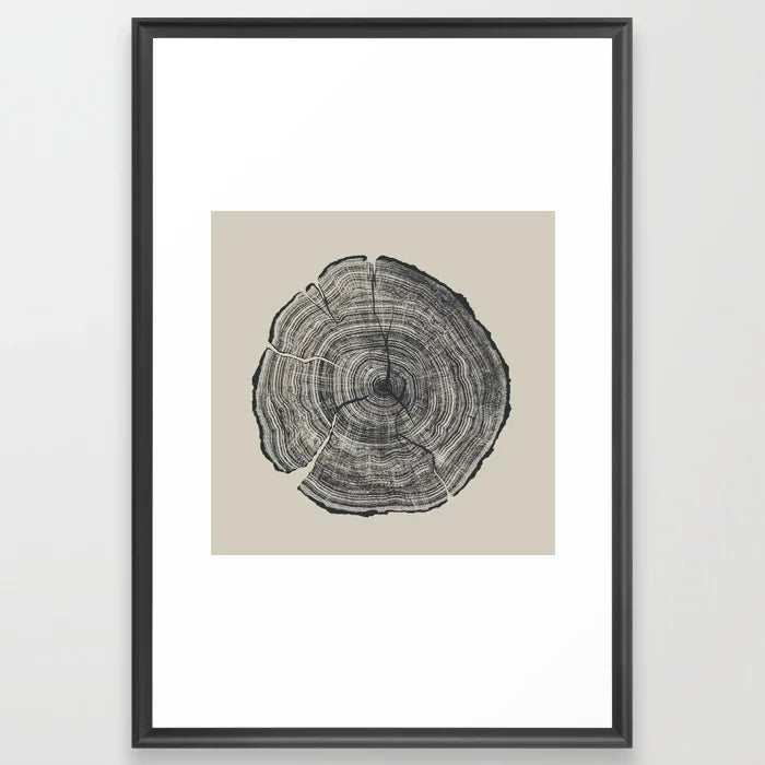 Hand-Drawn Oak art print by Dan Hobday in black wood frame with matte finish and shatterproof acrylic cover