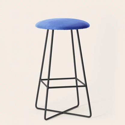 Hand Painted Navy Blue Aqua Watercolor Ombre Bar Stool by Pink Water with black steel legs – artistic stool with watercolor design for boutique hotels, restaurants, and cafés