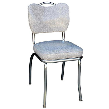 Front view of cracked ice grey handle back diner chair with 1950s retro style for restaurants and bars.