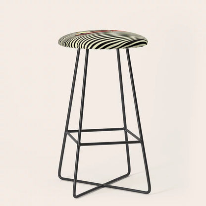 Illusionary Boat Ride Bar Stool by Taudalpoi with black steel legs – surreal modern stool with dreamlike artwork for boutique hotel lounges, restaurants, and café interiors