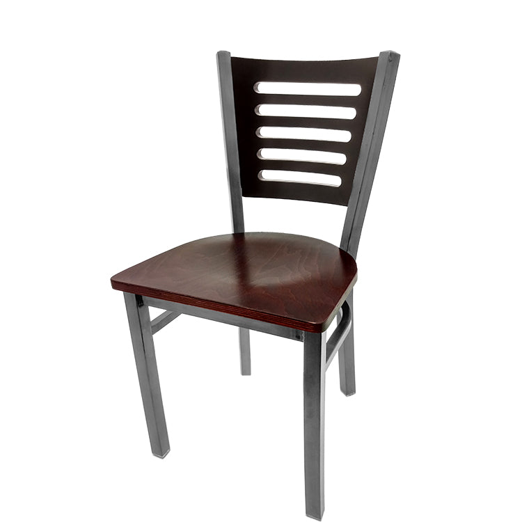 Chair with wooden seat and backrest on a white background