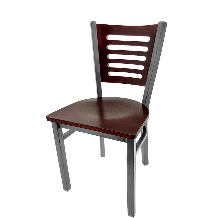 Chair with wooden seat and backrest on a white background
