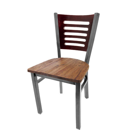 Chair with wooden seat and backrest on a white background