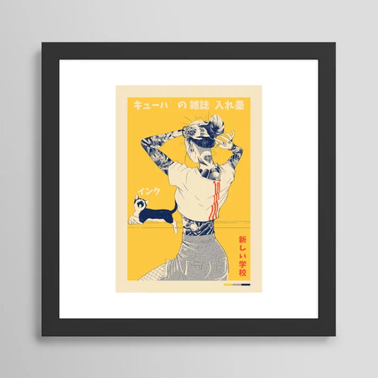 La Tinta art print in black frame, bold contemporary wall décor for restaurants, bars, and hospitality interiors