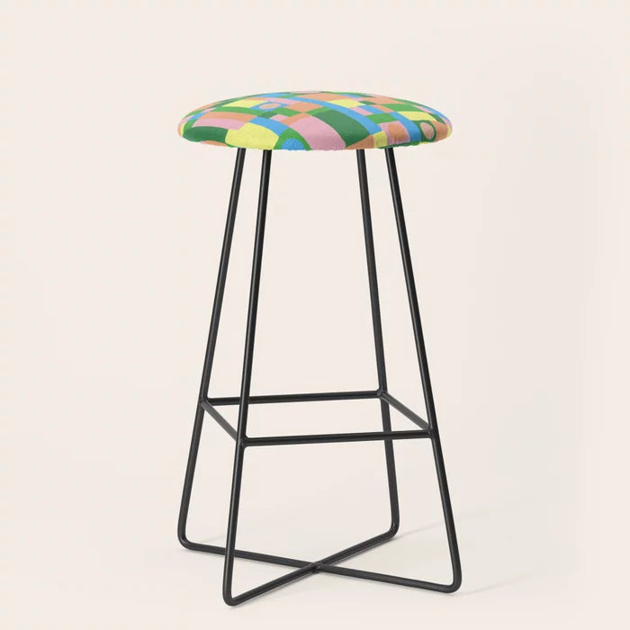 Mozaika 2 Bar Stool by Gigi Rosado with black steel legs – modern geometric stool for boutique hotel bars, restaurant seating, and café interiors