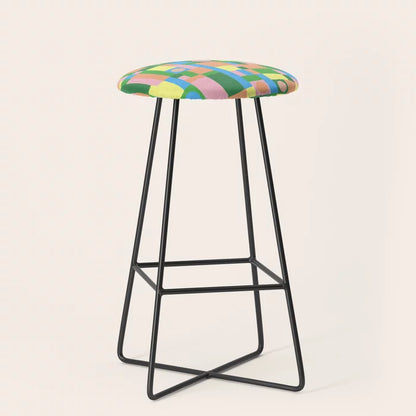 Mozaika 2 Bar Stool by Gigi Rosado with black steel legs – modern geometric stool for boutique hotel bars, restaurant seating, and café interiors