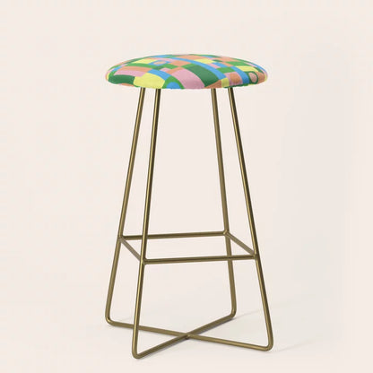 Mozaika 2 Bar Stool by Gigi Rosado with gold steel legs – geometric vegan leather seating ideal for hotel bars, restaurant counters, and modern cafés