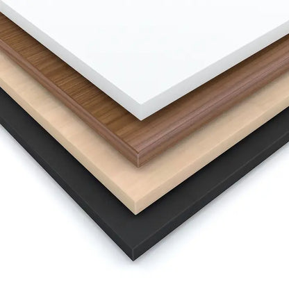 mage displaying all Pipeline shelf finish options—Black, White, Walnut, and Raw Oak—shown side by side for color comparison.