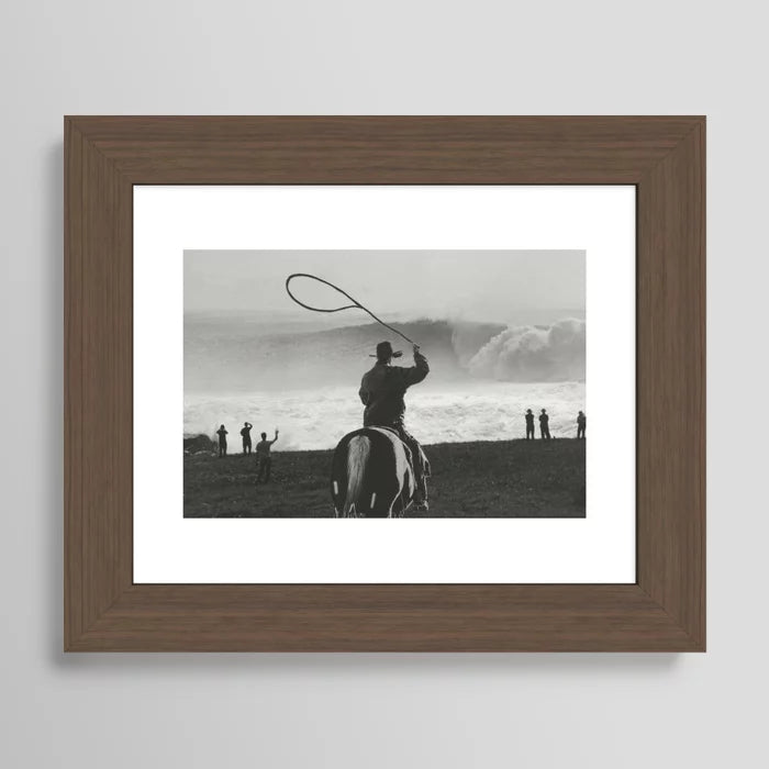 Rangler Art Print by Casey Hagerman in rich walnut frame adding warmth and depth to western contemporary artwork.