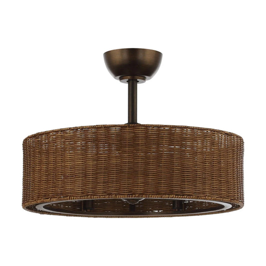 24-inch farmhouse rattan cage ceiling fan with lighting and remote control for restaurants or cafés