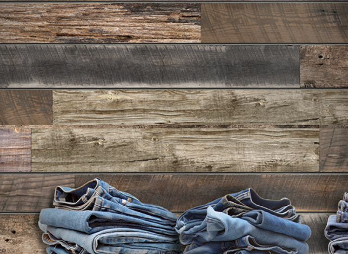 Reclaimed wood wall panel measuring 24 inches high by 96 inches long with rustic, weathered wood grain finish.