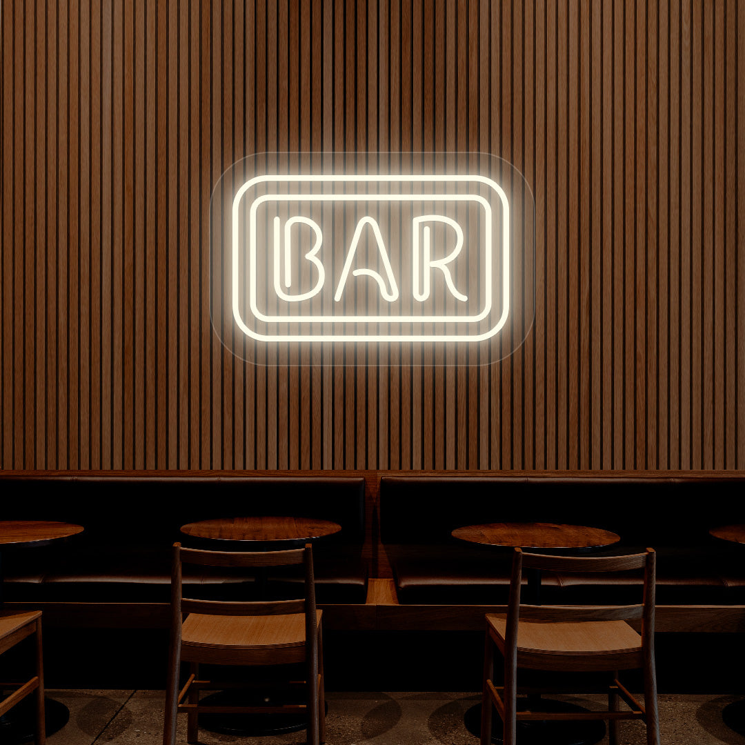 glowing rectangular LED bar sign for restaurant or home entertainment area