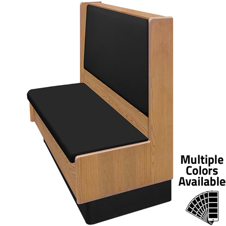 Commercial dining booth with durable oak frame and reversible seat design