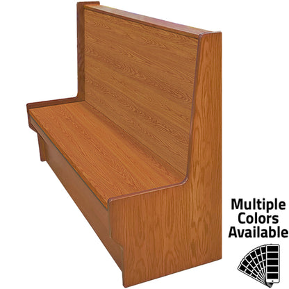 Shepard wood frame restaurant booth with oak finish and solid wood seat back
