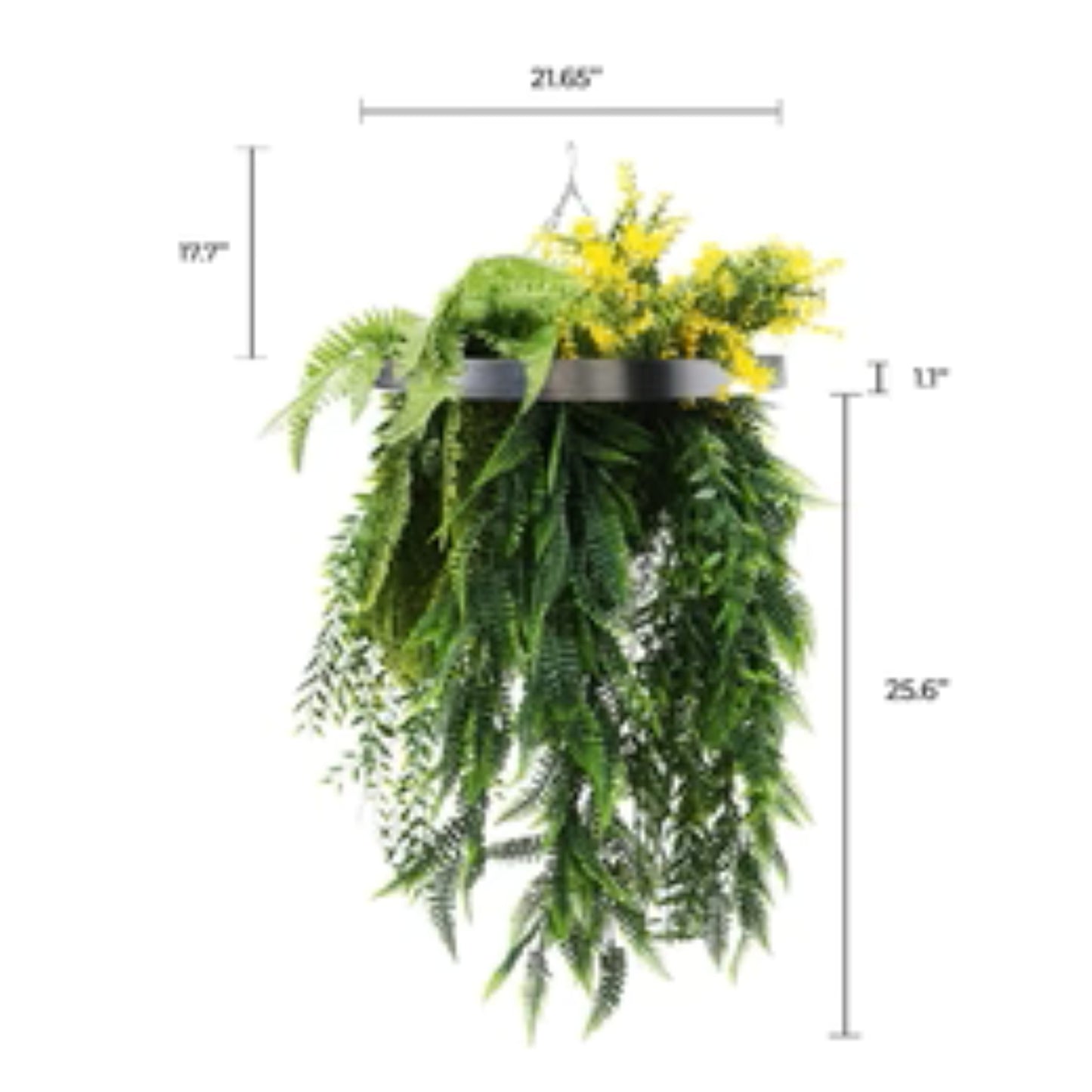 artificial tropical foliage disc with draping ferns