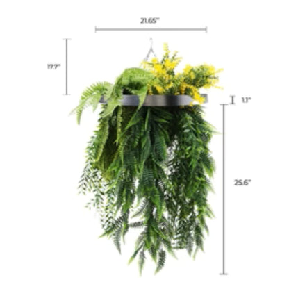 artificial tropical foliage disc with draping ferns