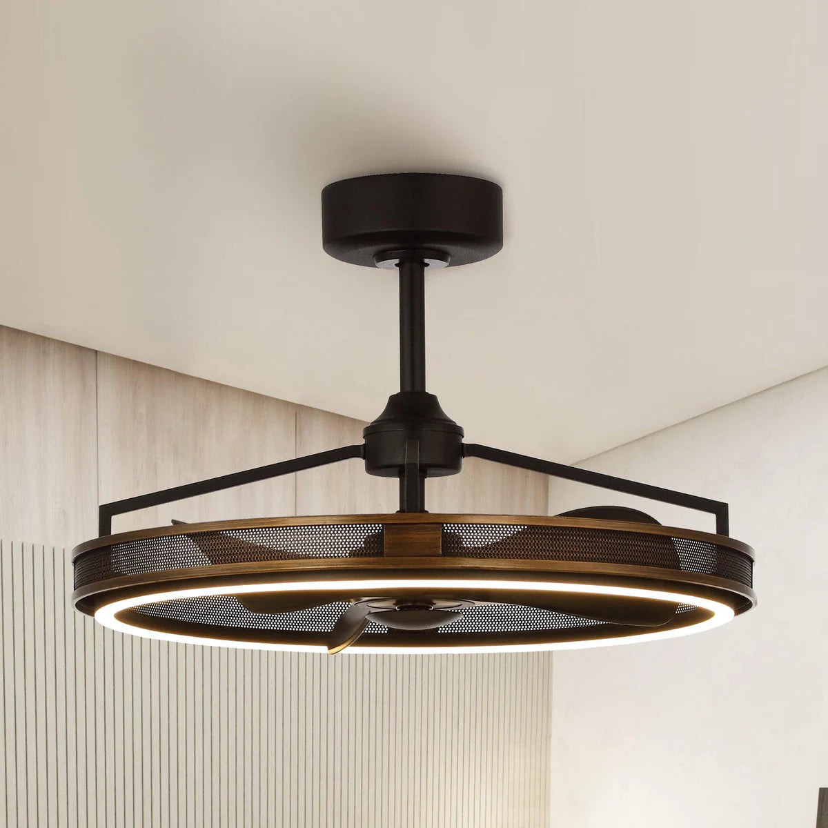 27-inch ceiling fan with 40W LED light strip and remote control for stylish interiors
