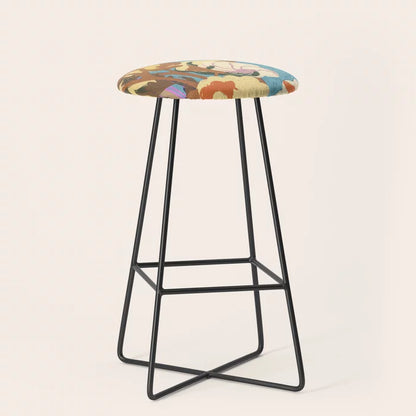 Soft Cotton Bar Stool by Gigi Rosado with black steel legs – durable vegan leather seating for restaurant bar areas, boutique hotels, and cafés