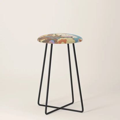 Soft Cotton Counter Stool by Gigi Rosado with black steel legs – sleek modern stool ideal for restaurants, bars, hotel lounges, and stylish cafés