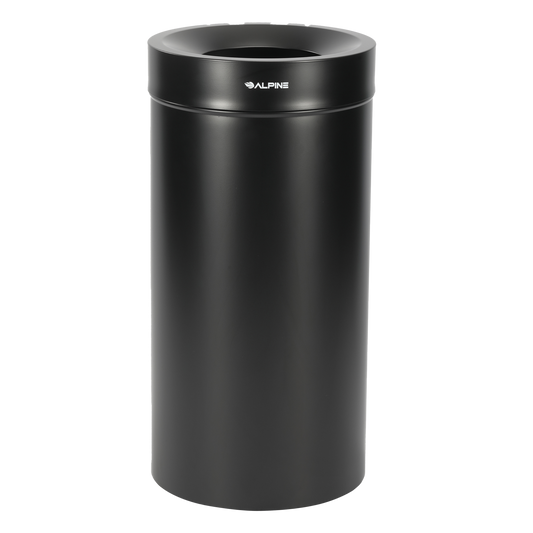 Stainless Steel Trash Receptacle – 27 & 50 Gallon Matte Black Waste Bin with Plastic Liner
