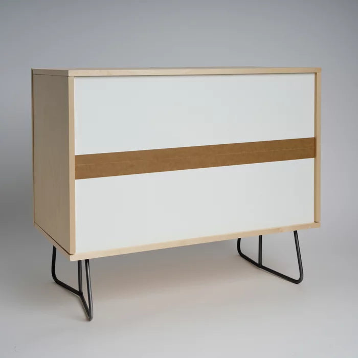 Back view of the Stories 1 Condiment Bar by Garima Dhawan featuring smooth birch finish and durable steel legs, perfect for restaurants, cafés, and hotel service areas