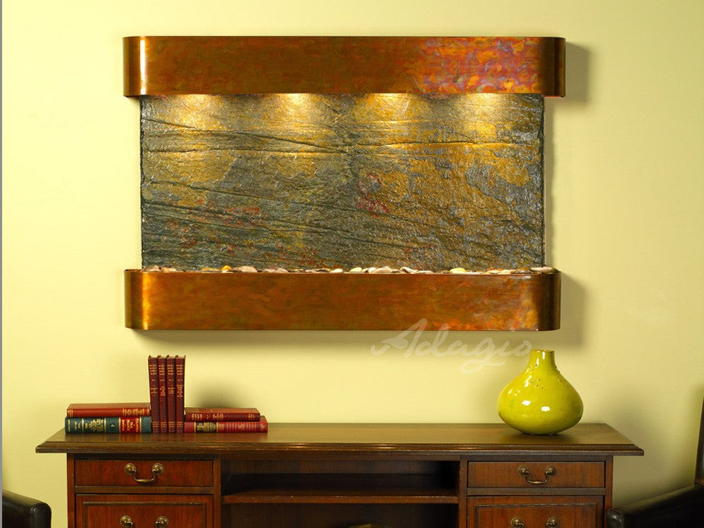 Sunrise Springs horizontal wall-mounted water fountain for restaurant or hotel interiors