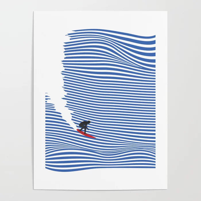 Surfing Jaws Poster by clementing showing a big-wave surfer at Jaws Hawaii printed on smooth gloss paper – unframed surf photography wall art