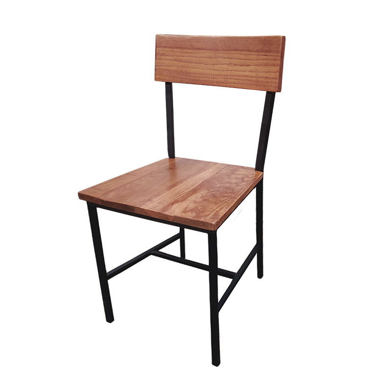 Timber Industrial Metal Dining Chair with Distressed Wood Seat and Back