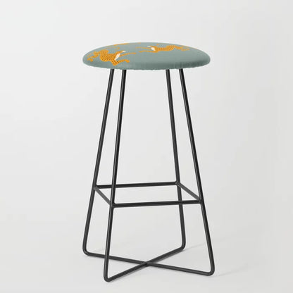 Vertical Stripes Pink and Black Bar Stool by Tony Magner with black steel legs – artistic retro stool ideal for boutique hotels, restaurants, and modern café interiors