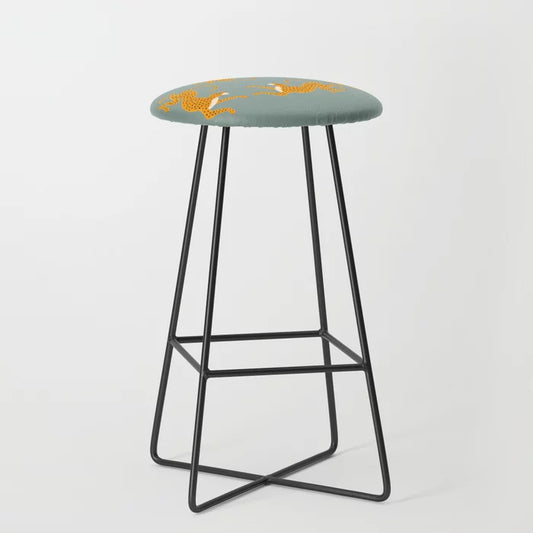 Vertical Stripes Pink and Black Bar Stool by Tony Magner with black steel legs – artistic retro stool ideal for boutique hotels, restaurants, and modern café interiors