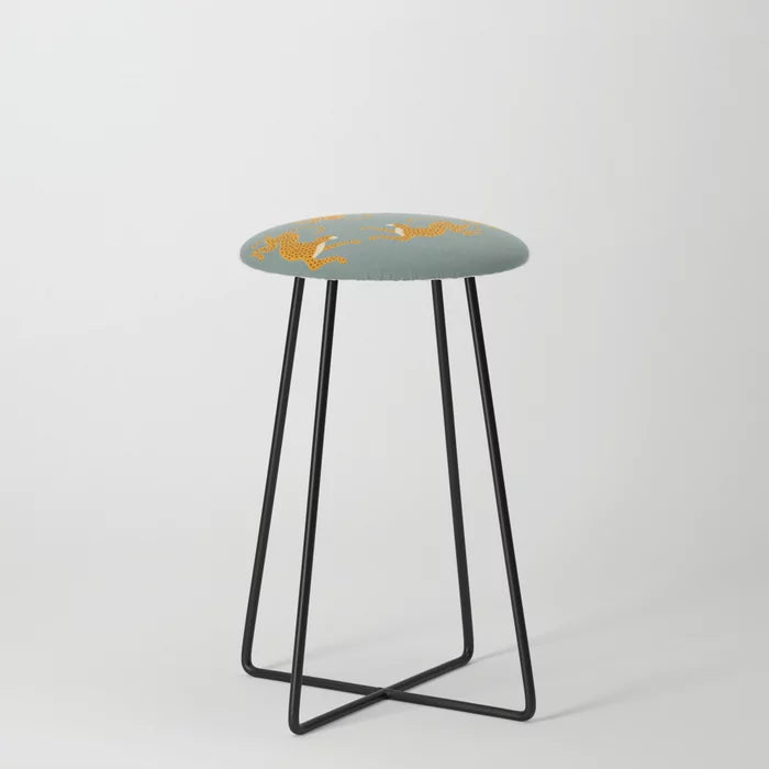 Vertical Stripes Pink and Black Bar Stool by Tony Magner with black steel legs – artistic retro stool ideal for boutique hotels, restaurants, and modern café interiors