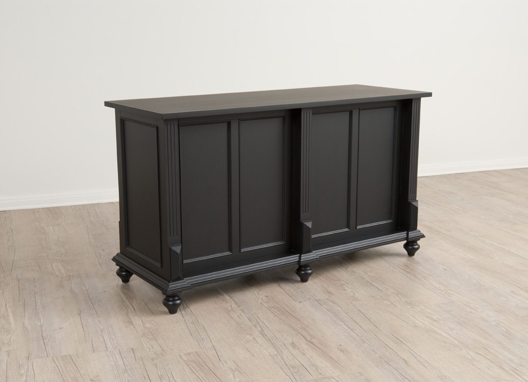 Black finish option showing a clean painted wood surface used on the Vintage Back Cash Wrap.