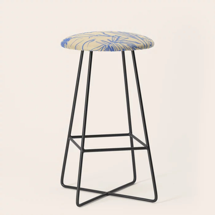 Wild Bouquet Bar Stool by Sandra Poliakov with black steel legs – expressive artistic stool for boutique hotel lounges, restaurant seating, and café interiors