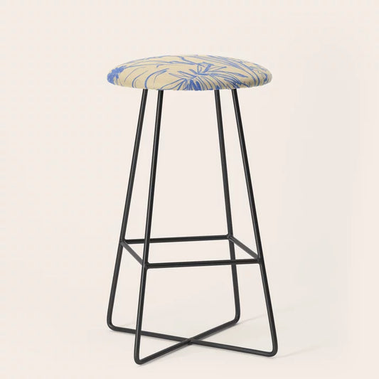 Wild Bouquet Bar Stool by Sandra Poliakov with black steel legs – expressive artistic stool for boutique hotel lounges, restaurant seating, and café interiors