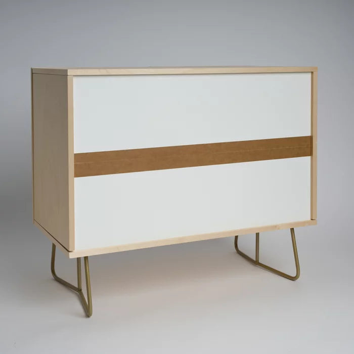 Back view of the Wild Flowers Pattern Turquoise and Yellow Condiment Bar by Tony Magner featuring smooth birch finish and sturdy steel legs, ideal for restaurant service stations, hotel dining areas, and cafés