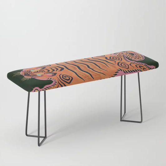 Wild Tiger Rug Bench by Zoopoo – Artistic Upholstered Seating for Restaurants, Bars, Hotels & Cafés