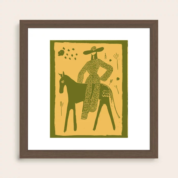 Yes typography art print in walnut frame, upscale modern décor for hotels, bars, and dining spaces